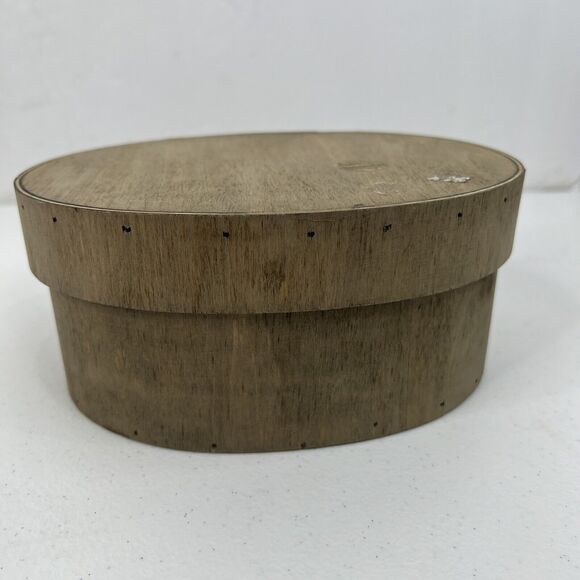 Primitive Old Time Wooden Ware Oval Shaker Style Box Decor Trinket Storage - Picture 4 of 13